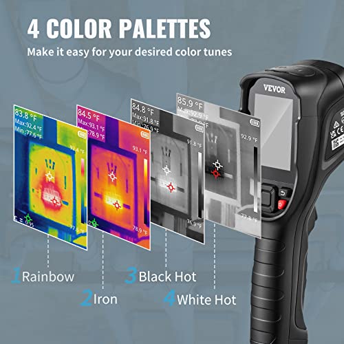 Image of VEVOR Thermal Imaging Camera, 240x180 IR Resolution (43200 Pixels), 20Hz Refresh Rate Infrared Camera with -4℉~662℉ Temperature Range, 16G Built-in SD Card, and Rechargeable Li-ion Battery