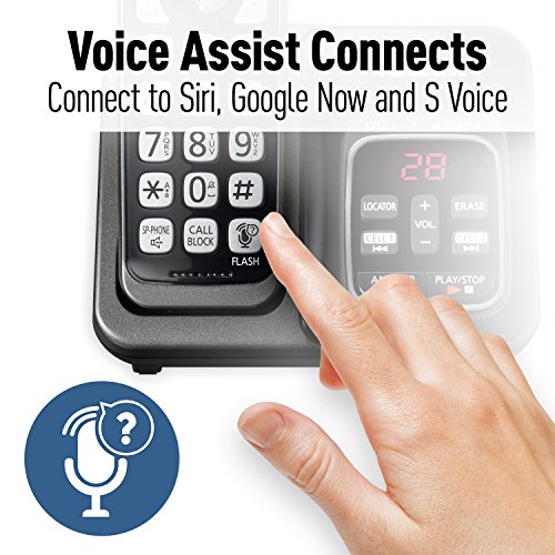 PANASONIC Expandable Cordless Phone System with Link2Cell Bluetooth, Voice Assistant, Answering Machine and Call Blocking - 3 Cordless Handsets - KX-TGD563M (Metallic Black)