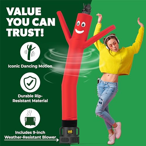 LookOurWay Air Dancers Wacky Waving Inflatable Tube Guy - 7ft Tall Inflatable Advertising Waving Dancing Man with Sky Dancer Blower - Red
