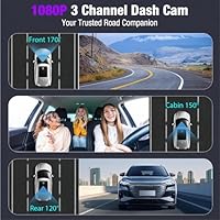 3 Channel 4K Dash Cam with 5GHz WiFi & APP Control, 4K/2.5K+1080P+1080P Front Inside and Rear, Triple Dash Camera with 64GB Card, G-Sensor, 24 Hours Parking Mode, Loop Recording, Night Vision - Image 3