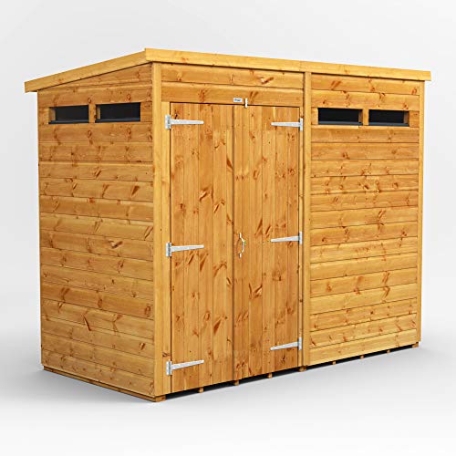 Image of POWER High Grade Premium Pent Security Garden Wooden Shed with Double Door, PVC Window sills, Door & Window Flexibility, made from Extra Thick Timber & Toughened Glass
