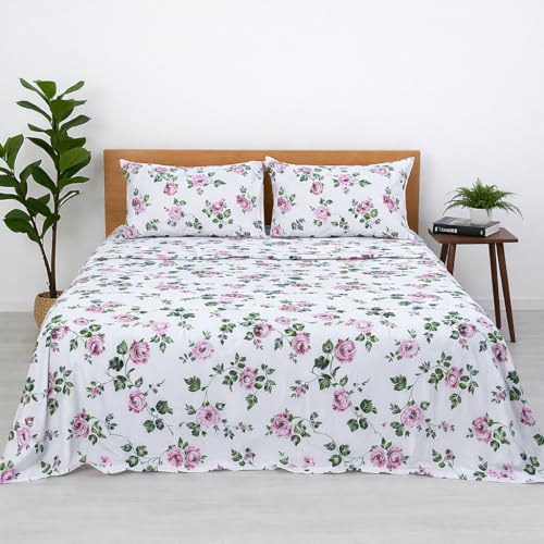 Image of King Size Bedsheet - Dreamy Butterflies Printed Bedding Set with Pillow Cover, 108x108 Inch for Home, Hotel & Living Room