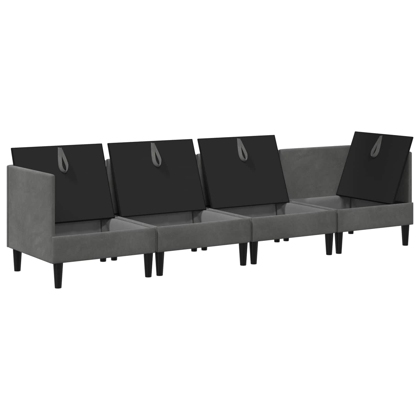 Conjunto de muebles de salón de 4 piezas gris oscuro aterciopelado, sofá moderno con asientos tapizados y almacenamiento, Fusion Terciopelo y contrachapado para durabilidad y elegancia, diseño