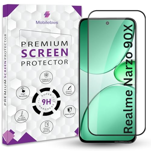 Mobilebies® Premium Tempered Glass Screen Protector Guard For Realme Narzo 90X 5G (6.8 Inch, Pack of 1) | Edge to Edge Coverage With Easy to installation kit