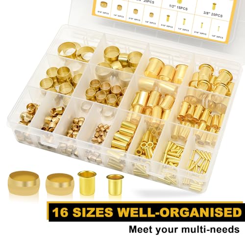 Image of Siptenk 320PCS Brass Compression Sleeves Ferrules Inserts Fittings Kit
