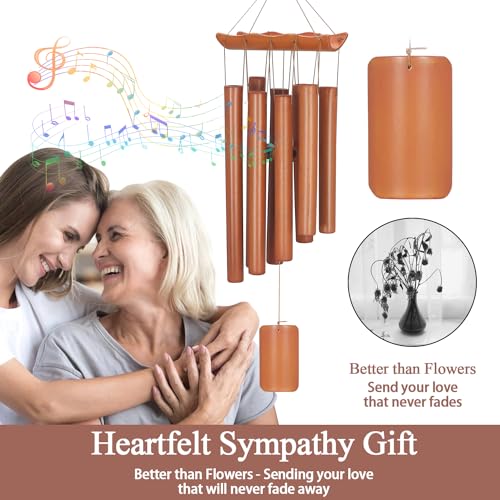 Image of VIREKM Bamboo Wind Chimes for Outside,Decorations for Patio Porch | Sympathy Wind Chimes Outdoors with Natural Sounds, Memorial Gifts for Mom, Indoor Outdoor Decor for Garden Home and Backyard