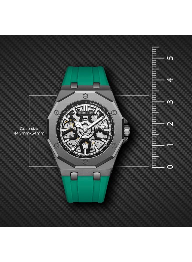 Image of Kenneth Scott Men's Watch, Automatic Display and Silicone Strap - K25301-XSHB, Green