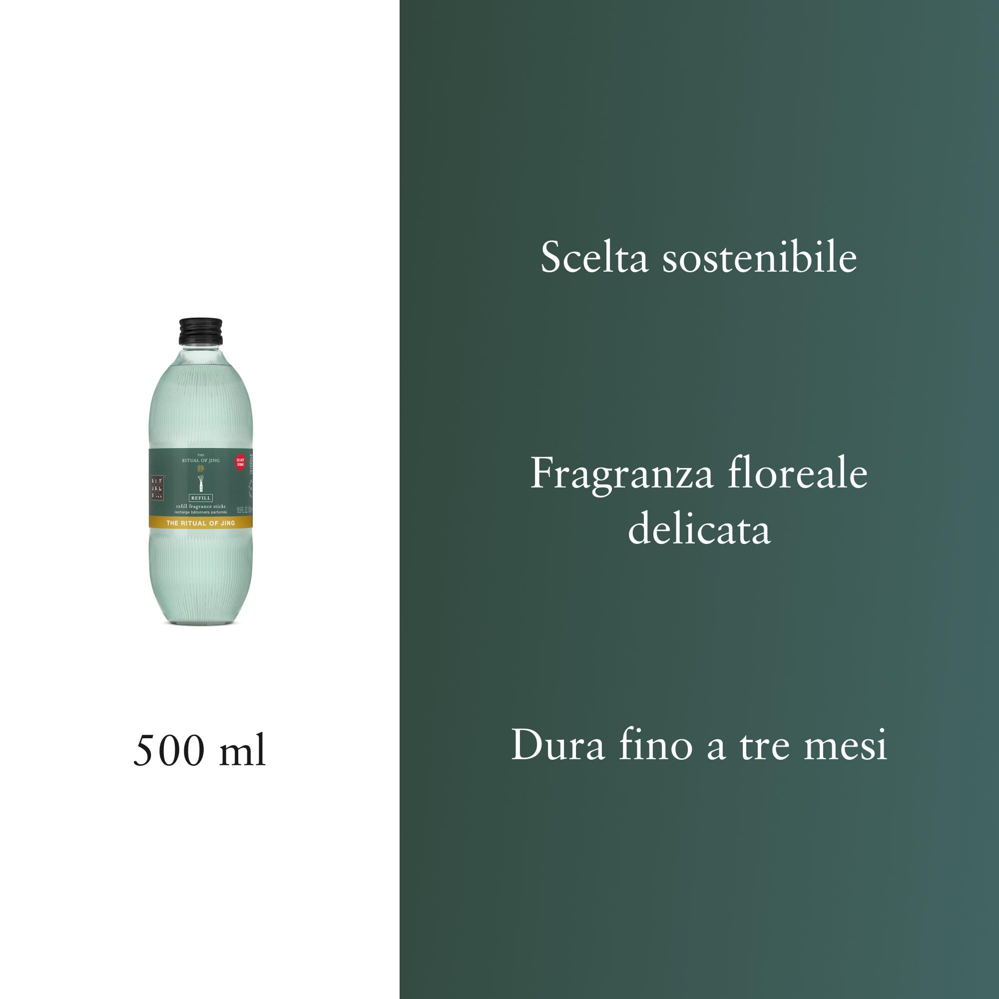RITUALS Diffusore 1x Ricarica di The Ritual of Jing - Ricariche Doppie – Bastoncini Profumati con Giuggiola e Fiore di Loto - Fragranza Rilassante per la Casa - 1x 500ml