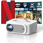 [AI Movin 2.0 System/1200 ANSI/Auto Focus] Projector-4K with WiFi 6 and Bluetooth, 30W DoIby Audio Netflix-Licensed Outdoor-Projector, Lisowod 1080P Smart Portable Proyector with HDR10+ 2025 Upgraded