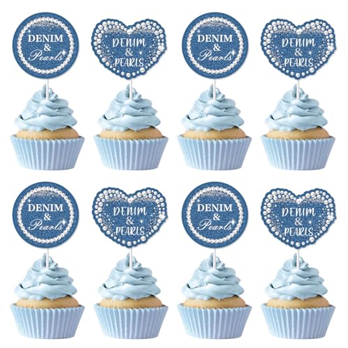 Décorations de cupcakes denim et perles réutilisables pour buffet