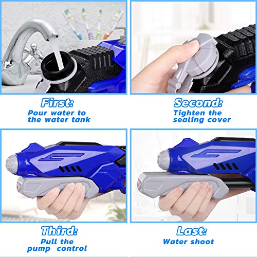 Water Gun for Kids Squirt Gun for Boys 3 Pack Water Soaker Blaster Squirt Gun Fast Trigger Summer Toy for Swimming Pools Party Outdoor Beach Sand Water Fighting Toys - Thumbnail 4