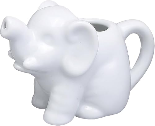 HIC Kitchen Mini crema de elefante con asa porcelana blanca fina 2 onzas
