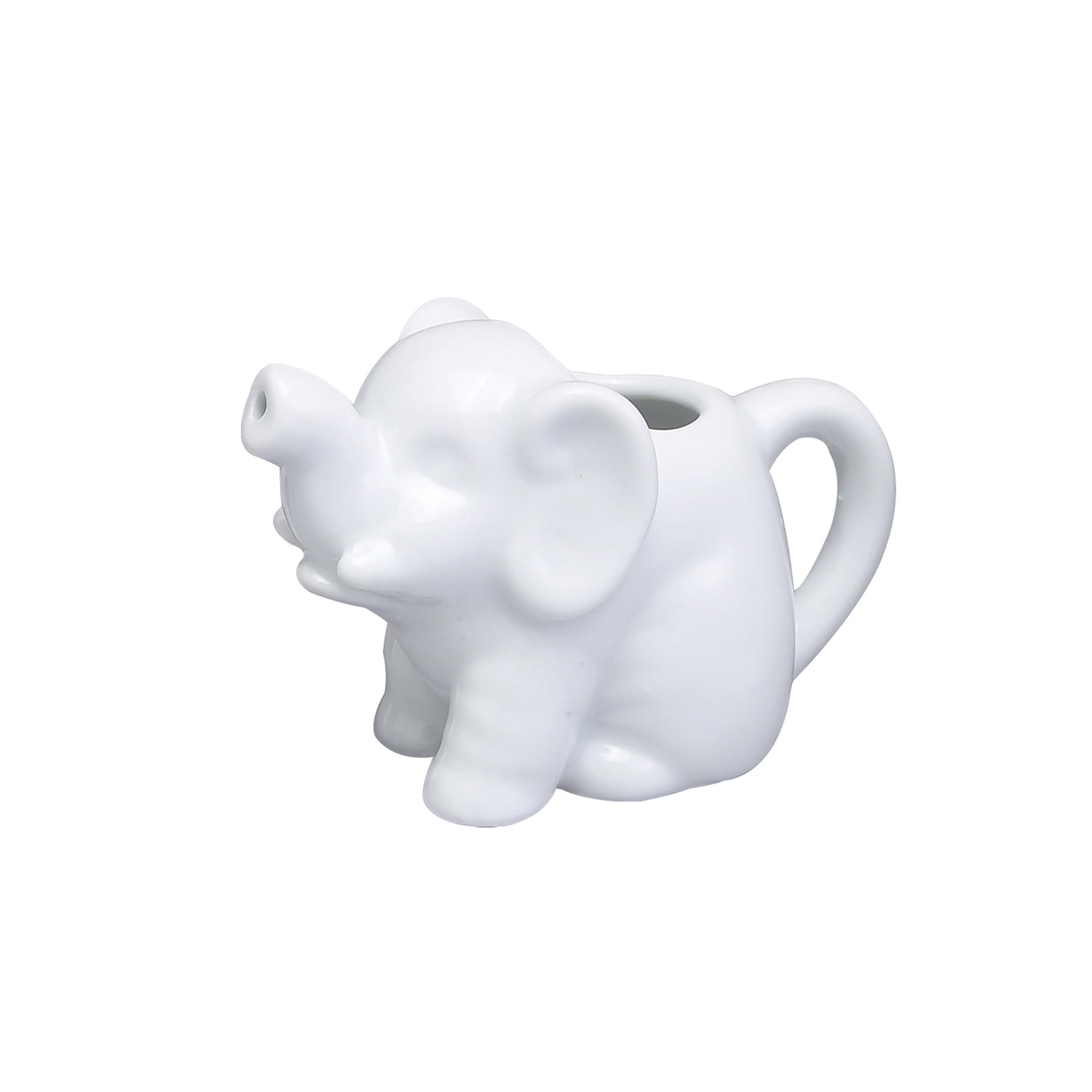 Harold Import Company Elephant Creamer Coffee Tea Milk Syrup Dressing Server with Handle, 2 oz, Fine White Porcelain