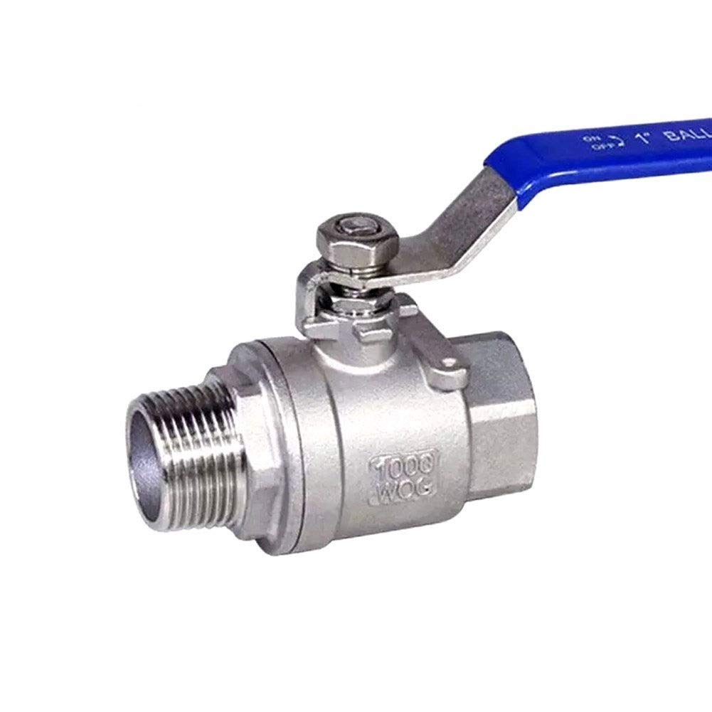 Válvula de bola BSP de 0.75 pulgadas recta hembra a macho en acero inoxidable 304