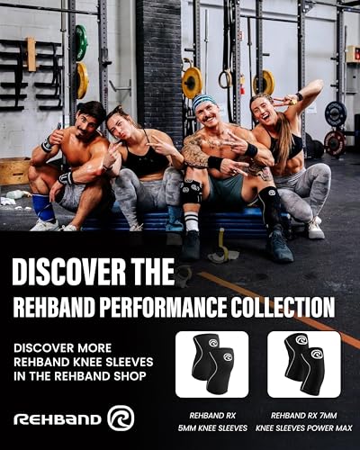 Image of Rehband Classic 7mm V Knee Sleeve for Weightlifting, Competition Grade Powerlifting Knee Sleeve, Compression Sleeve for Crossfit, Squats, Gym & Heavy Lifts, Colour:Carbon /Black - 1 Pair, Size:Large
