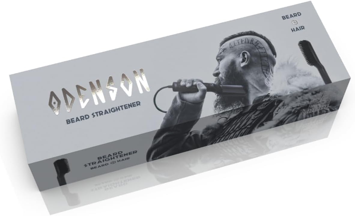 Odenson Beard Straightener Szczotka wygładzająca z drutem do brody, podgrzewany grzebień do pielęgnacji i stylizacji brody