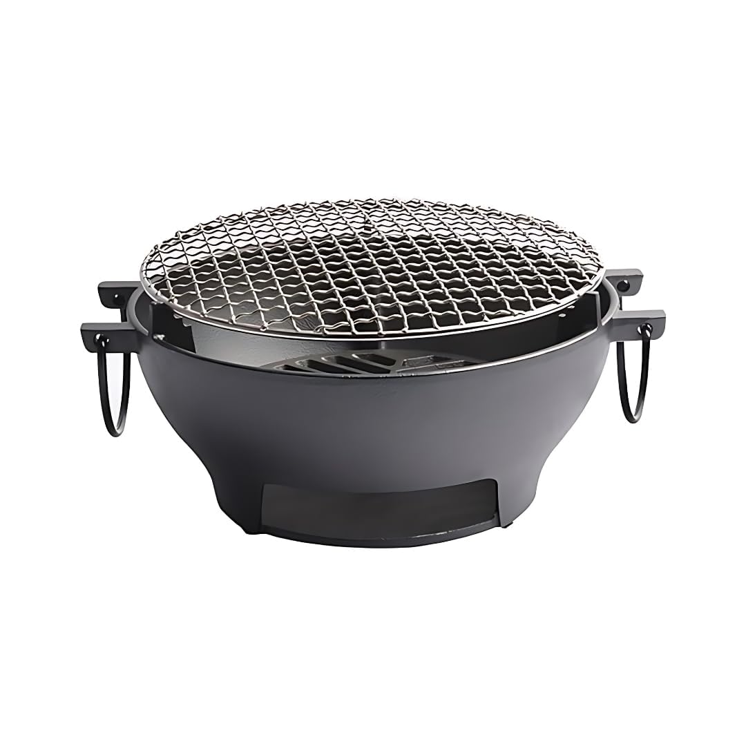 HomeEssentials Mini Cast Iron Griller Barbeque Grill - Durable Barbeque Grill & BBQ Grill Set for Home | Ideal Barbecue Grill for Indoor & Outdoor Cooking | Perfect for Grilling and Frying (B0D943GWWV) Amazon Price History, Amazon Price Tracker
