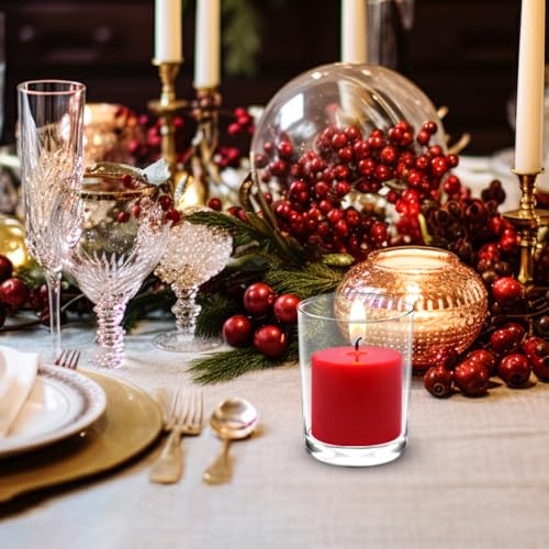 Image of 36 Packs Red Votive Candles, 10 Hours Small Unscented 1.5 Inch Diameter Colored Wax Candles for Christmas Wedding, Party, Holiday & Home Decoration