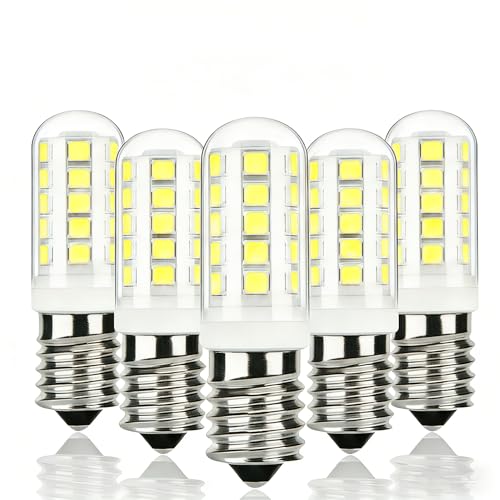 SORGTBL E14 LED Bulb 4W (40W Equivalent) 6000K Daylight White 400LM 120V E14 European Base Light Bulbs for Cooker Hood Chandelier Refrigerator Salt Lamp (Daylight White 5pcs)