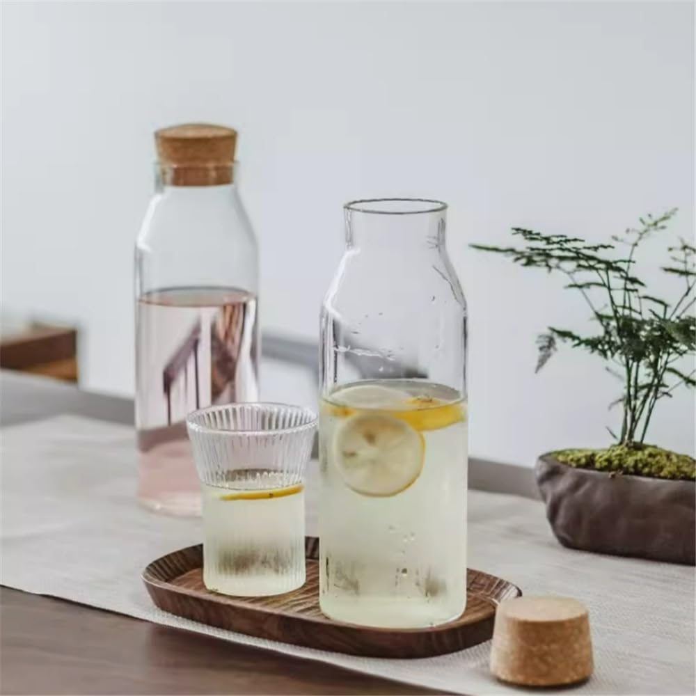 Caraffa Acqua Jarra de agua de borosilicato, botella de vidrio for preparar té frío con corcho, recipiente for almacenar vino de frutas, 800 ml/1200 ml Bevande Fatte in Casa(1200ml)