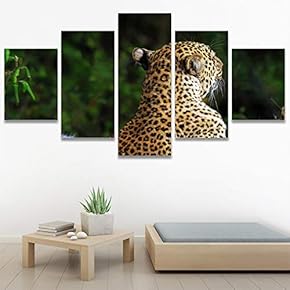 SIGNWIN 5 Panel Canvas Wall Art Animals Cheetah...