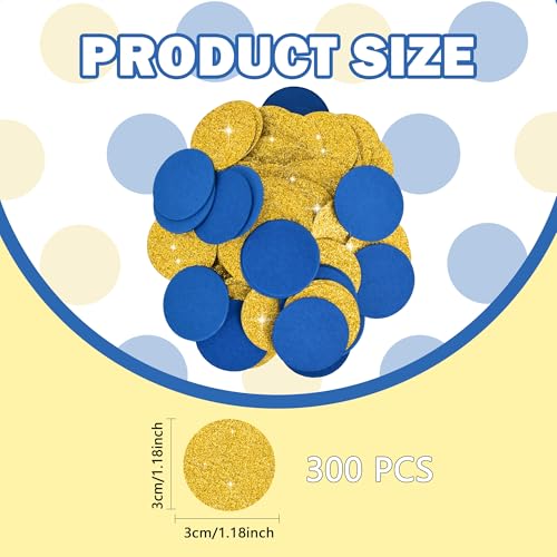 Image of 300Pcs Glitter Navy Blue Gold Table confetti,Paper Circle Dots Confetti for Birthday Party Halloween Bachelorette Wedding Baby Shower Graduation Decorations