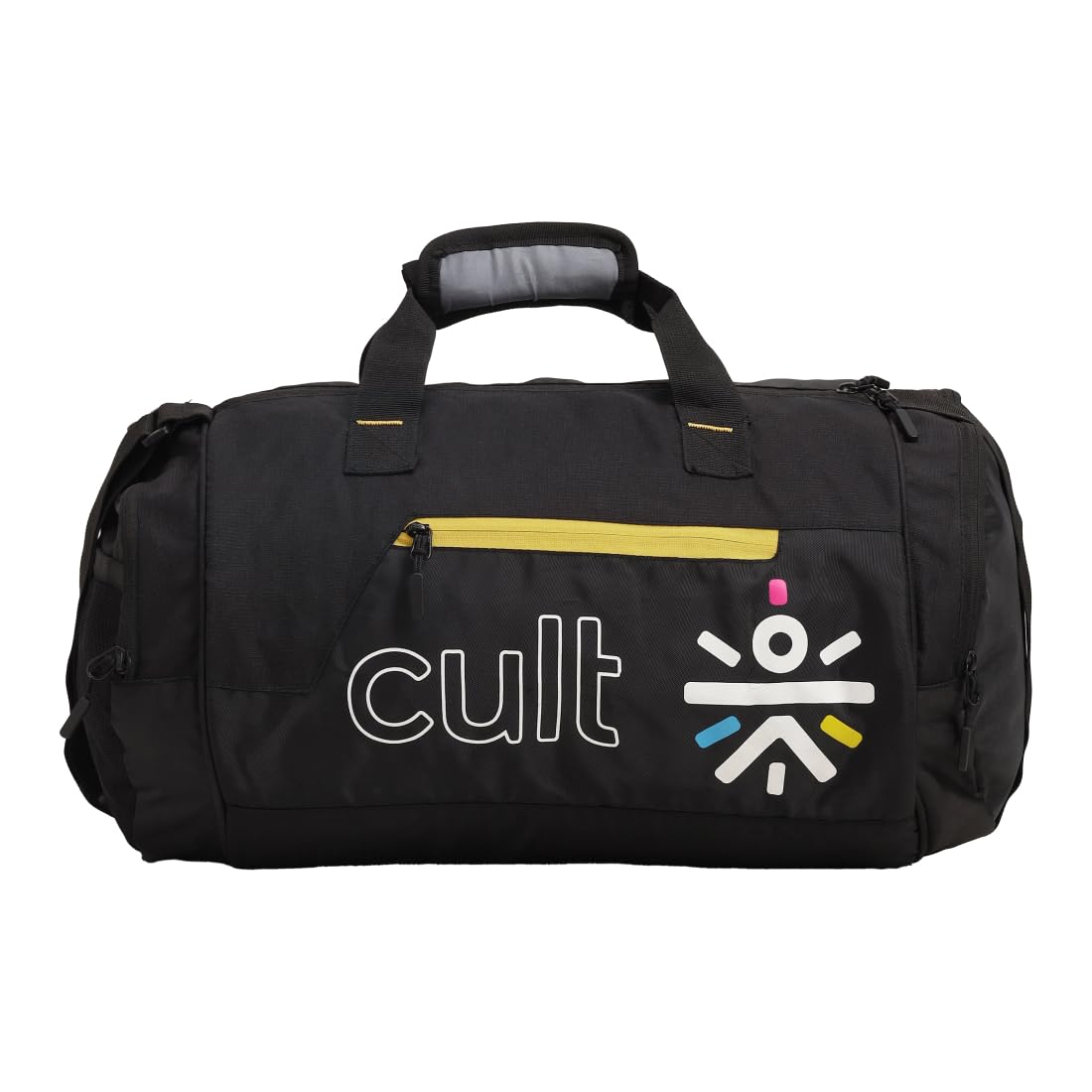 Cultsport 35 Litre Gym Bag for Men & Women Large Sports & Travel Duffle with Shoe Compartment, Water-Resistant Fabric, Side Mesh Pocket, Adjustable Shoulder Strap & Comfortable Handles – Black