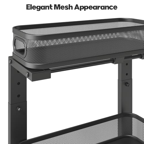 Image of 2 Pack 15.7IN-Depth Under Sink Organizer With Smooth Cylindrical Rail,2-Tier Pull Out Multi-Purpose Cabinet Storage for Bathroom&Kitchen,Height Adjustable,Rust-resistant Coating-Black