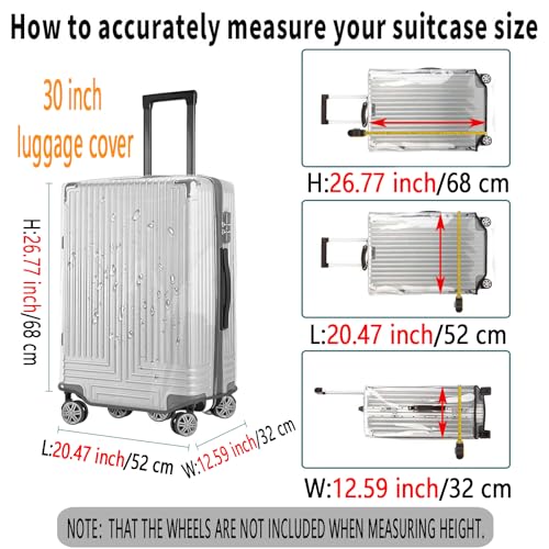 Image of Clear Suitcase Cover - Waterproof Dustproof and Anti-Scratch Luggage Cover - TSA approved Suitcase Protectors, Gray Trim-0.4mm, XL Suitcase Cover., Clear /Transparent
