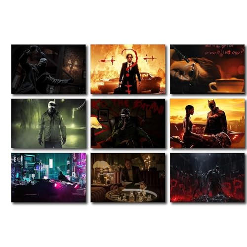 Image of ATEVON Batman Wall Collage Kit - Pack of 18 DC Superhero Posters 6x4 Inches | Dark Knight Wall Art Prints for Bedroom, Home, Office & Fan Decor