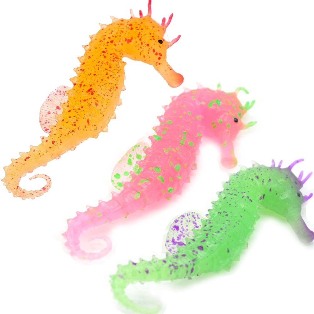 CENPEK 3 Packs Aquarium Ornament Glowing Floating Effect Artificial Sea Horse for Fish Tank Decoration