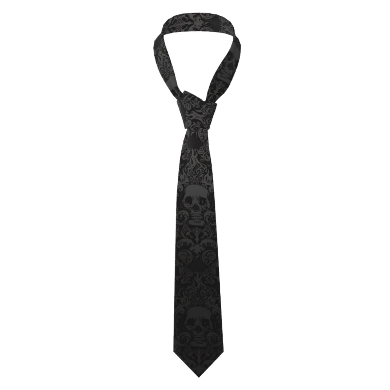 Yyoretp Mens gothic wallpaper skull Print Necktie silk tie cufflinks for work official business Formal wedding.