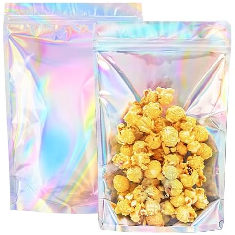 NPLUX Smell Proof Holographic Mylar Bags Resealable Zipper Bags for Small Business Packaging Supplies (50PACK, 6x9INCH) Cover