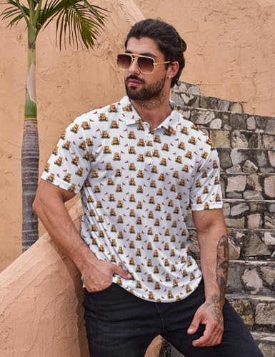 Polo de golf para hombre con estampado hawaiano, tela de secado rápido, que absorbe la humedad, casual y transpirable miniatura 6