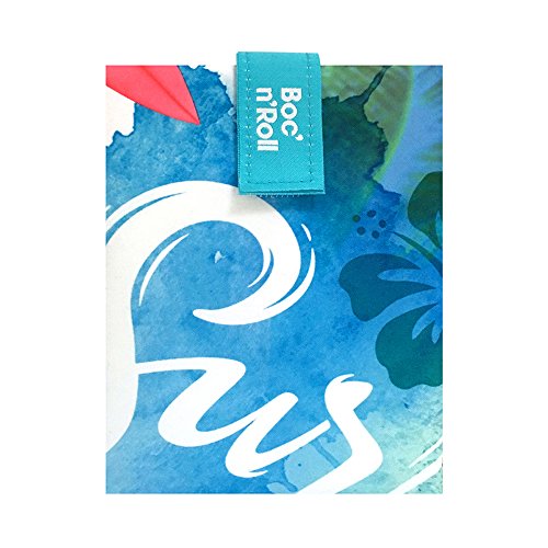 Roll'eat-Boc'n'Roll Young - Stoffbrotdose | wiederverwendbarer ökologische Sandwichbeutel, BPA frei, verstellbare Sandwichverpackung, waschbar -Muster Surf Bunt, 11x15cm(geschlossen)/54x32cm(offen)