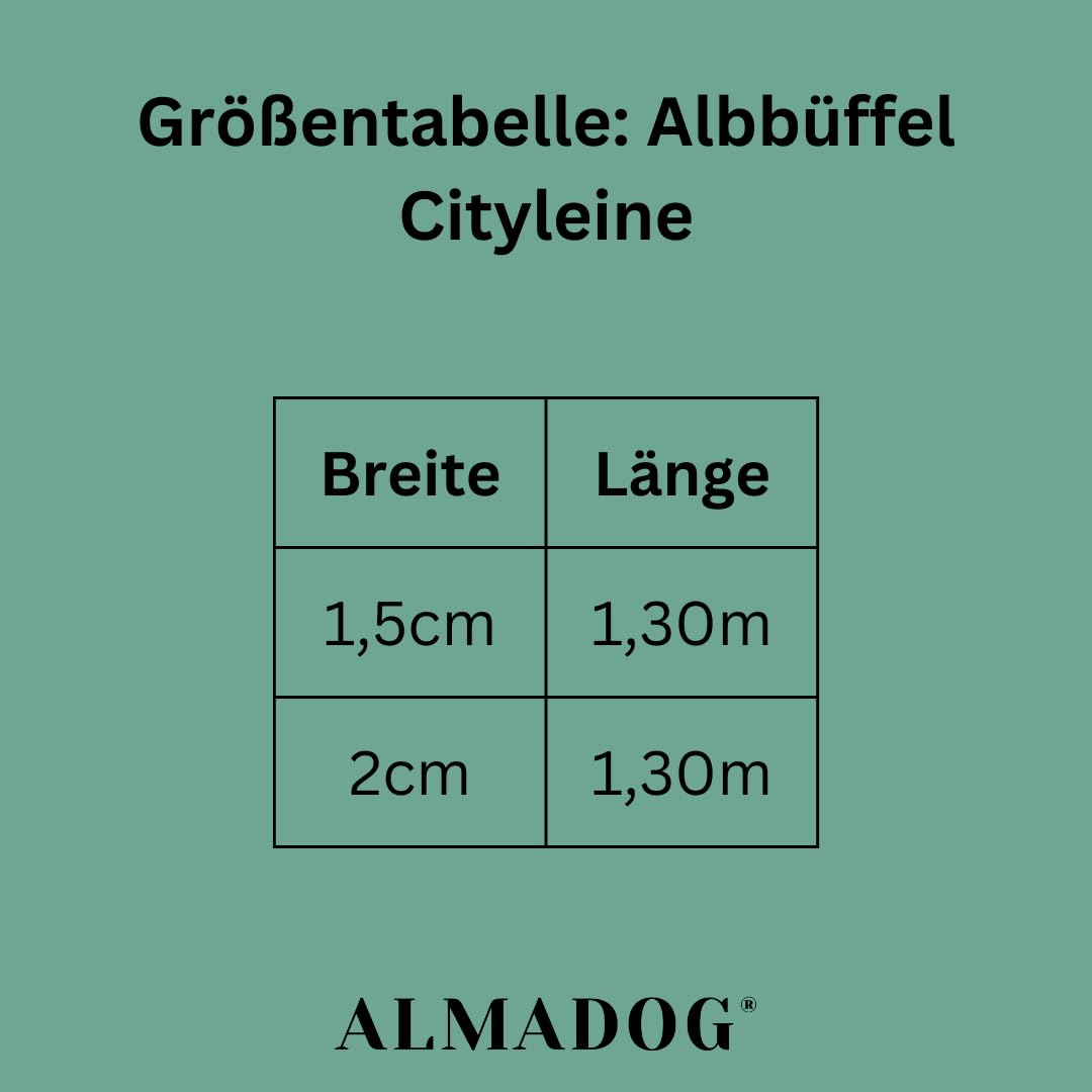 Hundeleine Albbueffel - Kurze 1,30m Cityleine mit Handschlaufe - Nachhaltiges Bueffelleder - Hochwertig Handgefertigt in Deutschland - Braun (1,5cm x 1,30m)