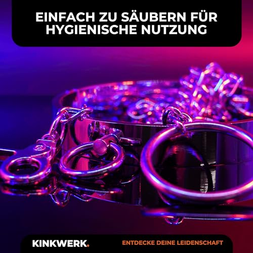 KINKWERK Edelstahl Halsband Halsfessel | Stilvolles BDSM-Sexspielzeug mit O-Ring für Männer, Frauen und Paare (⌀ 120mm)