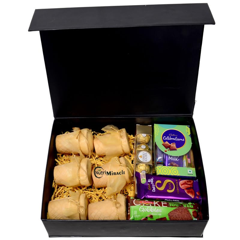 Image of NUTRI MIRACLE Diwali Eco-Friendly Dry Fruits Chocolate Nuts Hamper with Diya | Diwali Gift for Family and Friends
