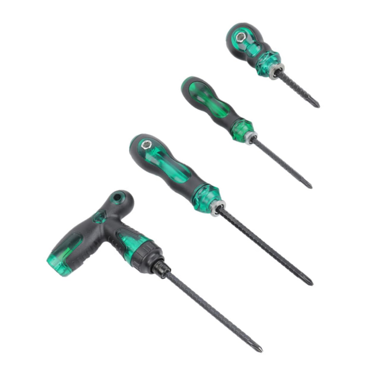 NUOBESTY 2 Set Cacciaviti Antiscivolo Testa Piatta Telescopico Chiave Precisione Cacciavite A Cricchetto A Taglio Cacciavite 2 in 1 Cacciaviti A Cricchetto Manico in Pp Nero 4 Pezzi*2