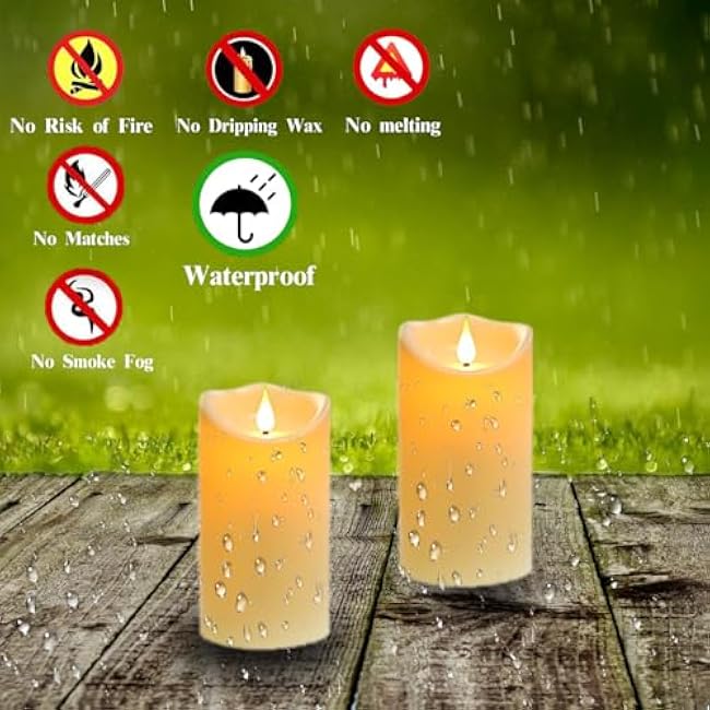 Flameless Candle Pillar Candles Set of 2, Ivory white