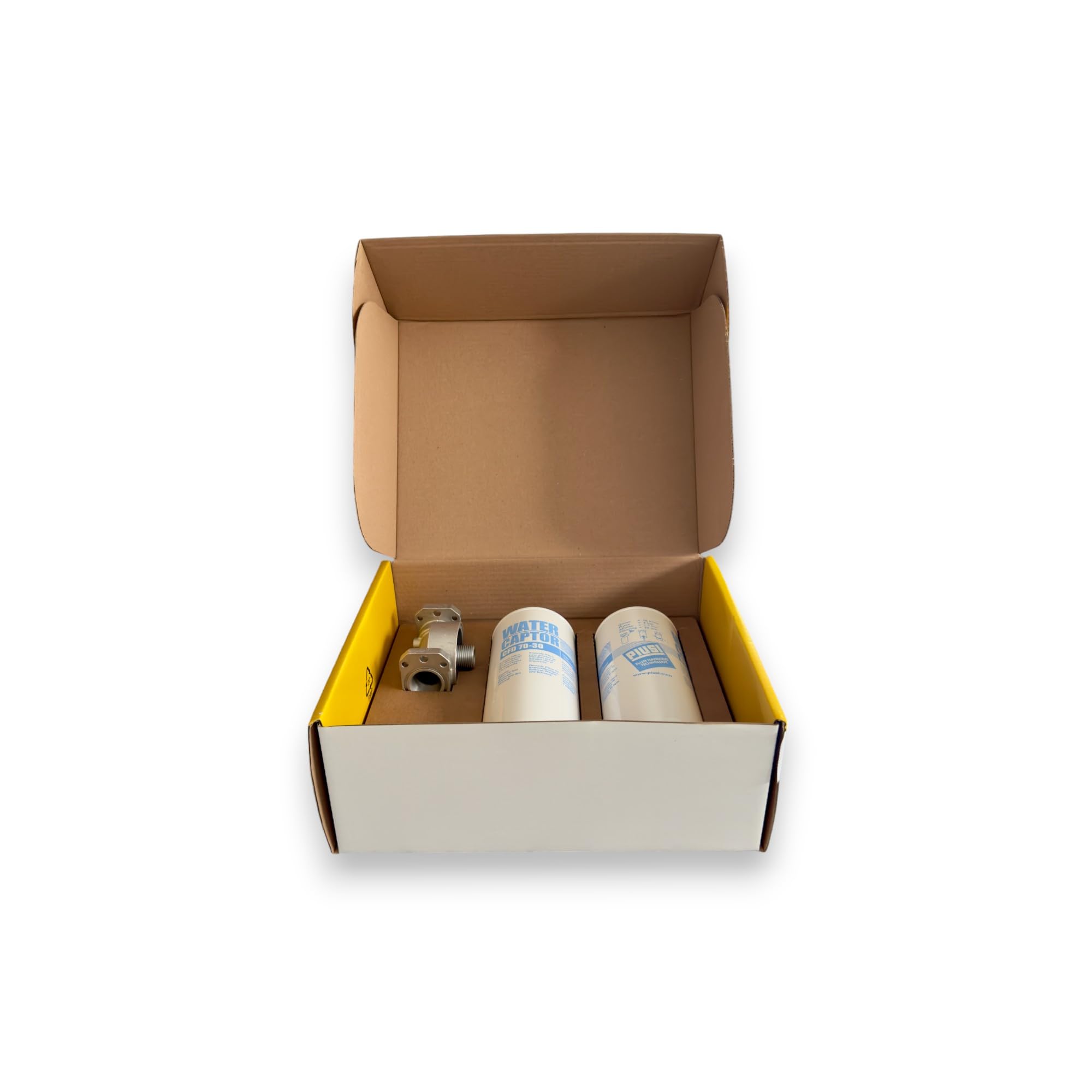 PIUSI Kit Filtro Carburante/Separatore d'acqua per cisterna Completo Supporto testa + 2x Cartucce, Portata 70 l/min, Filtrazione 30 micron | Water Captor F00611A0A