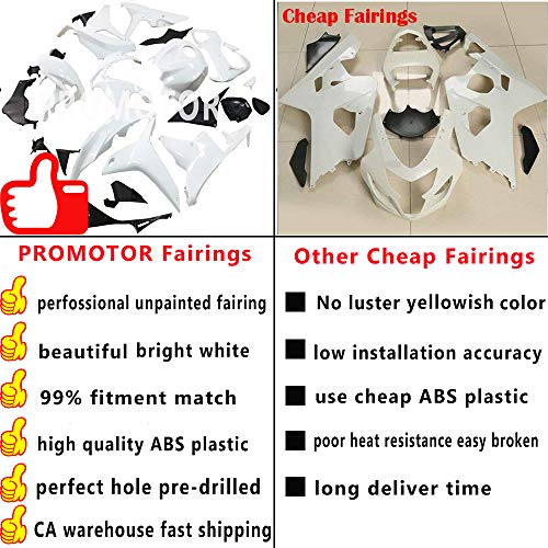 image for PROMOTOR Motorcycle Fairing Kit Unpainted Injection Bodywork for Kawas