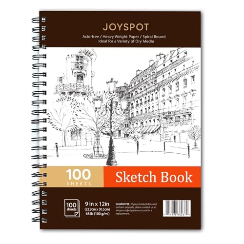 9 12 Inch Sketch Book, Sketch Pad, 100 Sheets (68 lb/100gsm), Spiral Bound Artist for Artist Pro & Amateurs | Marker Art, Colored Pencil, Charcoal for Sketching