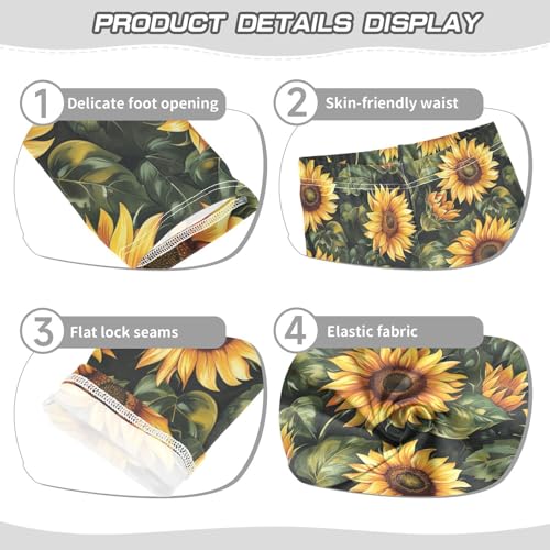 Girls Leggings Sunflower Florals Soft Toddler Leggings for Girls Kids Pants Size 4T-10T3