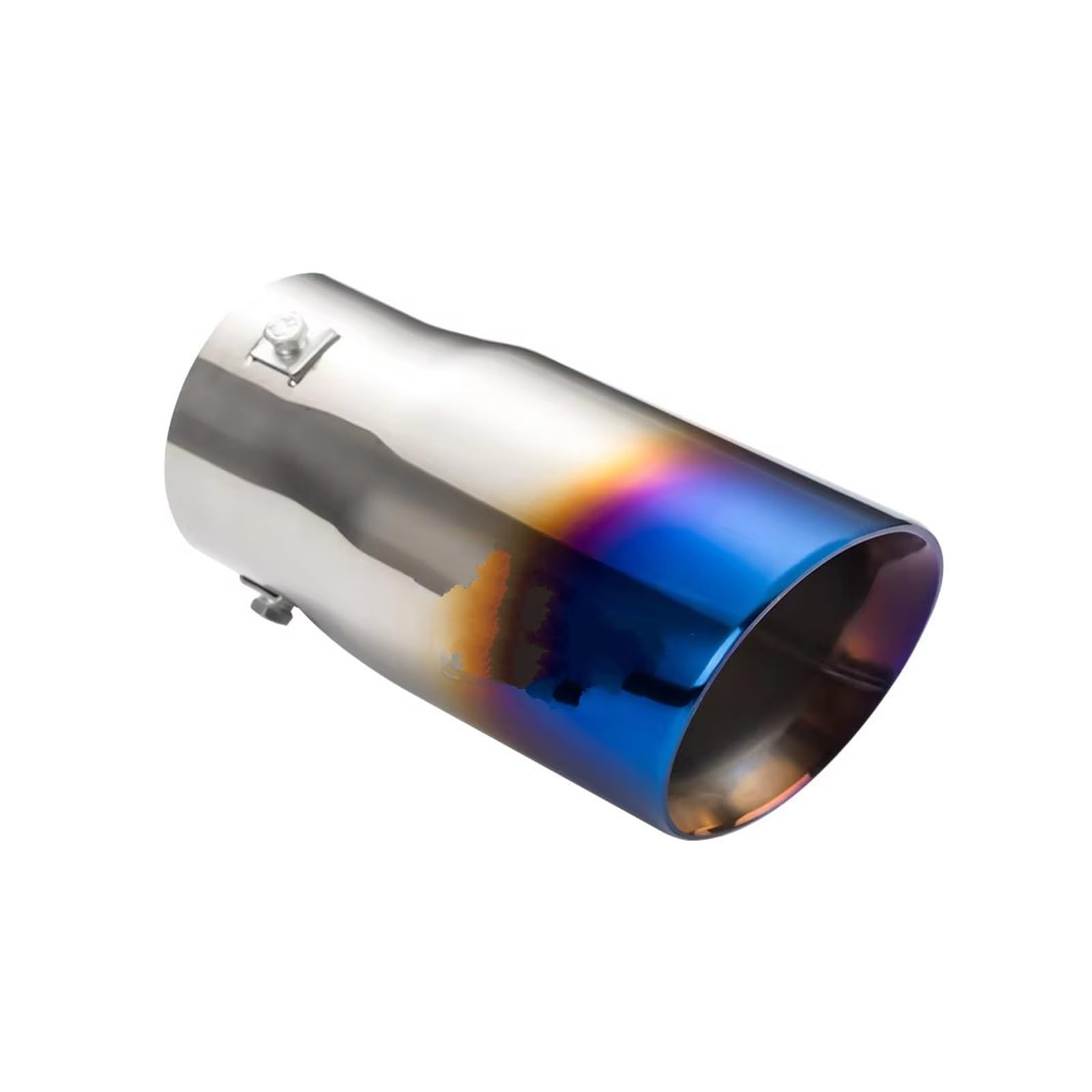 Tubo Coda Scarico Scarico In Acciaio Inox Per Auto Gola Da 76 Mm Silenziatore Di Ingresso Terminale Ovale Punta Blu Bruciata Universale
