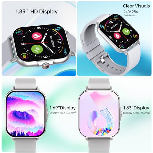 Image of SHKOD Watch1 Pro 1.83 inch HD Display Smart Watch with Bluetooth Calling, AI Voice Assistance, 100 Sports Modes IP67 Rating Fast Charging 240 * 286 Pixel High Resolution (Silver)