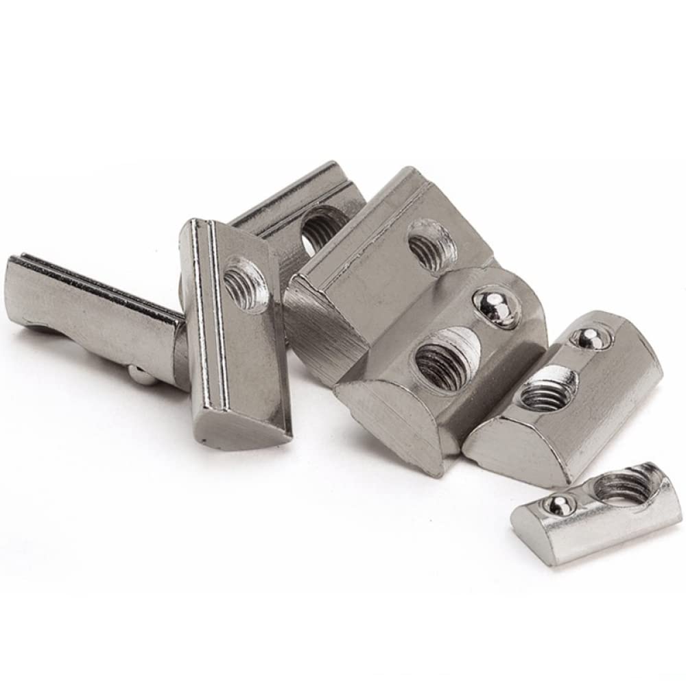 Acero inoxidable roscado T Tuercas de resorte en T para perfiles de aluminio de 20 a 45 mm, rosca M3-M8, paquete de 50/100 piezas(40S M6x100Pcs)
