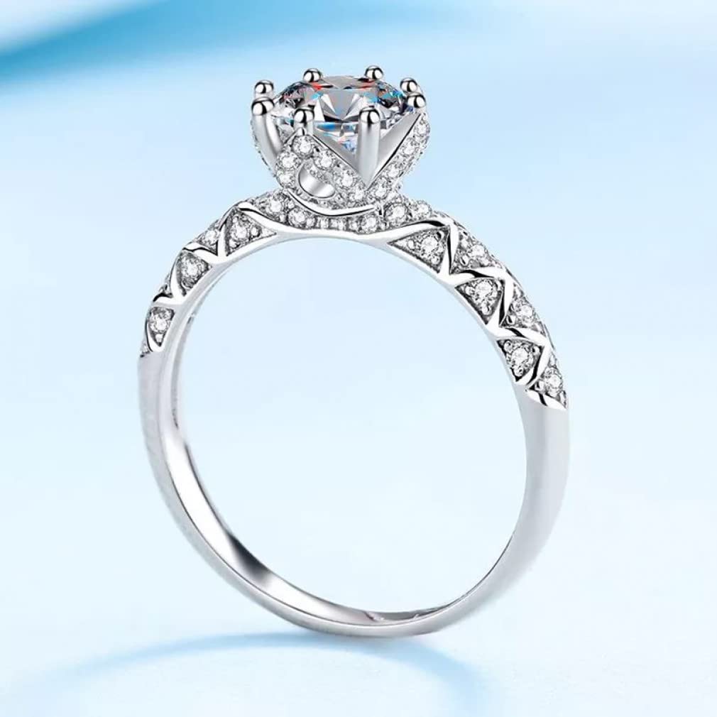 1CT 6.5MM Silberring mit S925 Super Flash Schmuck Hochzeit Frau Geschenk