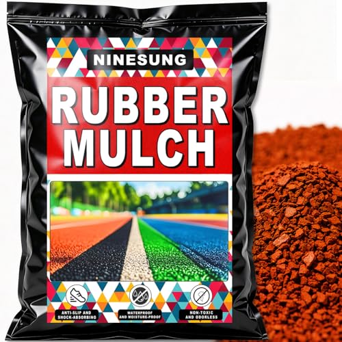 Rubber Mulch Plastic Running Track Material for Place Kindergarten Playground Outdoor Park School Sports Tennis Court Pitch Runway - Rubber Mulch for Landscaping (Iron Red 2 Pounds)
