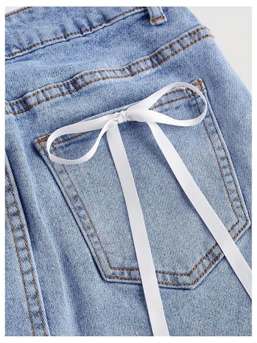 WDIRARA Women's Bowknot High Waist Denim Skirt Y2k Bodycon Mini Skirts with Pockets4
